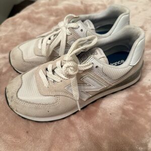 New Balance Cream and Gray Athletic Shoes